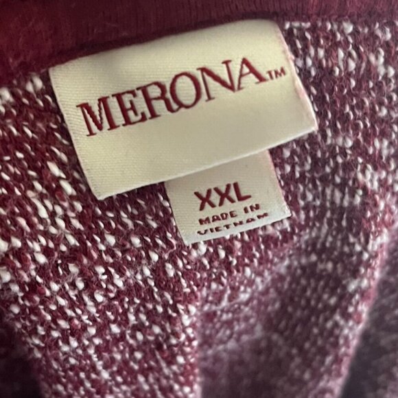 Merona Women's XXL Sweater Cowl Neck Maroon White Heathered Casual‎ Cotton Blend - Picture 4 of 5